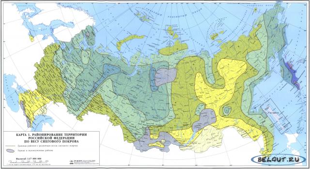 Карта снеговых районов России